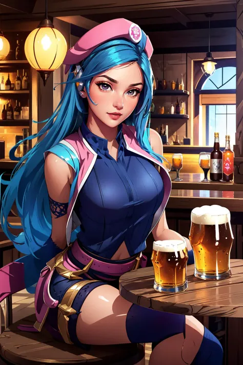 (masterpiece, best quality),  intricate details,
1girl,      <lora:ArcadeCaitlyn-10:0.8> ArcadeCaitlyn, 
bar,  tavern, beer glass, sitting at table, rugged, mercenary,