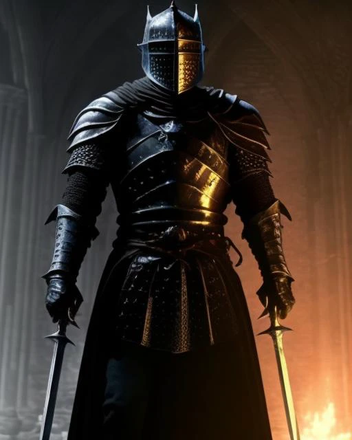 photo of ((hassan person)) as a knight in the style of (80sdarksouls)