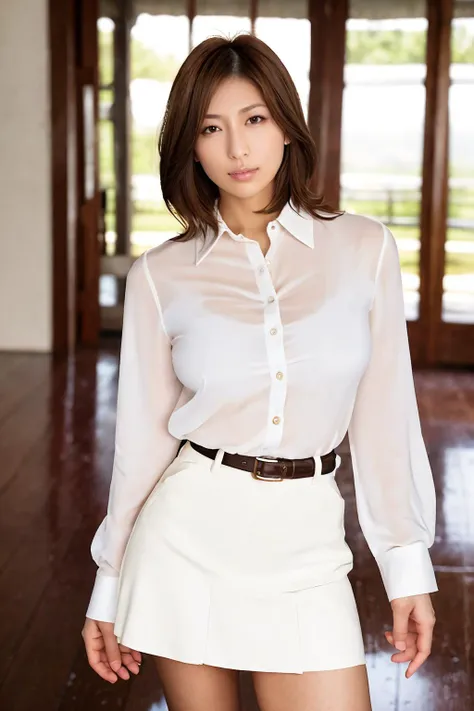 1girl, (namihoshino_jav), breasts, brown eyes, short hair, lip gloss, eyeshadow, <lora:JAV_nami_hoshino_v1c_epoch_10:0.9>
looking at viewer, shot using canon DSLR, wearing white blouse, skirt, highwaist, cowboy shot,
detailed body, attractive body, perfect...