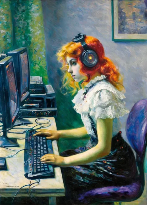 podkowinski cyborg girl in computer room<lora:podkowinski:0.9>