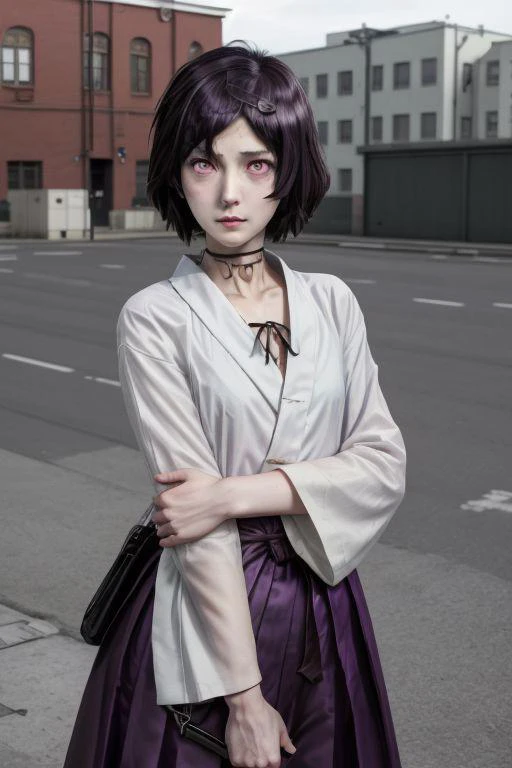 1boy, urushibara ruka ,steinsgate, st. petersburg, fear, shadow,japanese_clothes, purple eyes, <lora:ruka:1>