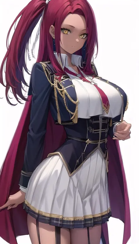 a woman with long red hair and a white dress holding a sword