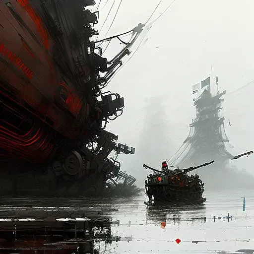 ((best quality)), ((masterpiece)), ((detailed)), Meticulous, (Spectacular), Impressive, the (invasion) of (new york city), great composition, concept art, highly detailed, (art by Jakub_Rozalski)