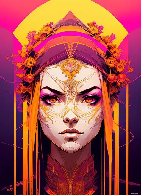 nvinkpunk (symmetry:1.1) (portrait of floral:1.05) a woman as a beautiful goddess, (assassins creed style:0.8), pink and gold and opal color scheme, beautiful intricate filegrid facepaint, intricate, elegant, highly detailed, digital painting, artstation, ...