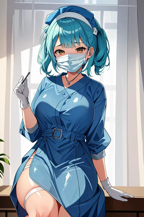 ((masterpiece, best quality, high quality)),1girl, (hospital), <lora:infirmary_v0.1:0.5> infirmary, <lora:Surgeon Outfit v2:0.8> (surgical_uniform, mask, long sleeves, surgical mask,long dress, latex gloves,surgical cap), <lora:Tomomi Kii:0.7> (1girl, 3dcg...