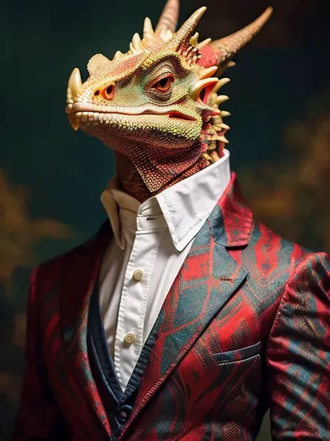 araffe dressed in a suit and tie with a dragon head