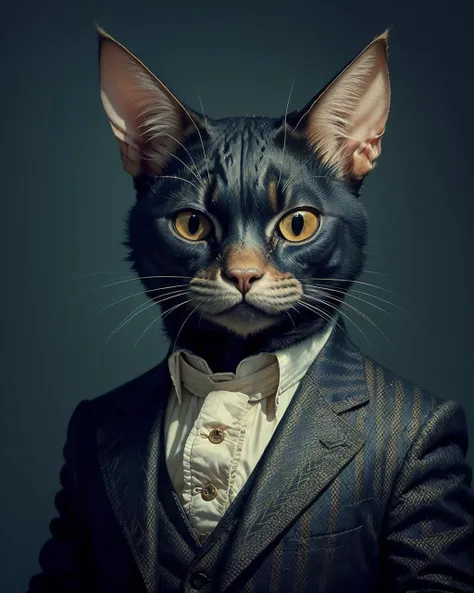 arafed cat in a suit with a bow tie and a collar