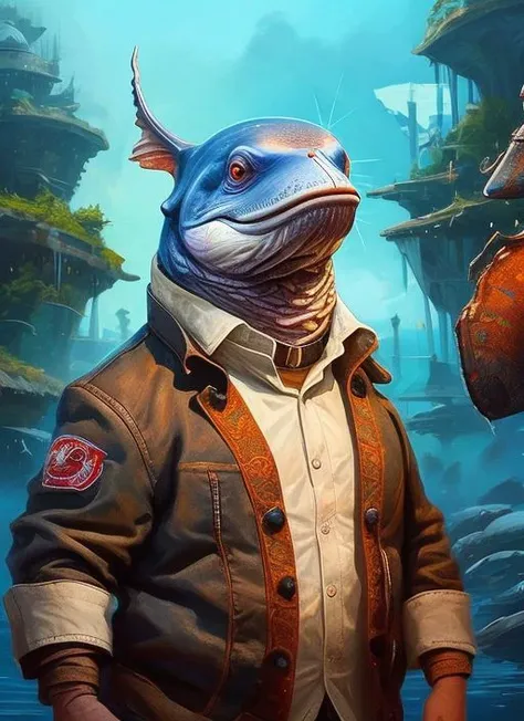 a close up of a person in a jacket and a fish