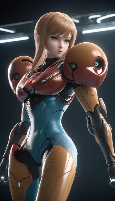 professional 3d model Cinematic scene, hero view, Samus Aran <lora:samus_aran_xl_v1:1>, action pose, detailed background, masterpiece, best quality, high quality, highres, absurdres . octane render, highly detailed, volumetric, dramatic lighting