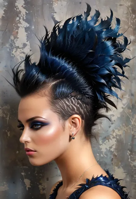 dark blue feathered mohawk,<lora:DarkGrimFantasyXL:0.8>,<lora:add-detail-xl:1.2>,<lora:xl_more_art-full_v1:0.7>,<lora:HXarmour_014:1.3>,<lora:Supermodel-SDXL:1>,