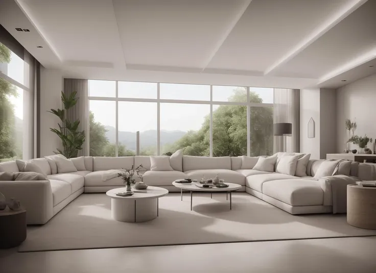 arafed living room with a large white couch and a coffee table