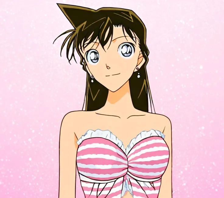 anime girl in a pink dress with a cat ears and a bow