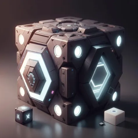 a close up of a cube with some lights on it