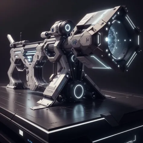 a close up of a futuristic gun on a table