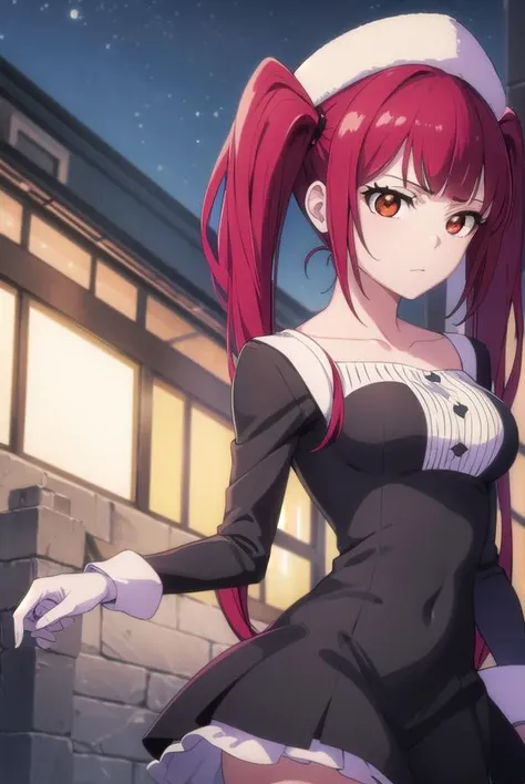 rirukadokugamine, <lora:rirukadokugamine-lora-nochekaiser:1>, 
riruka dokugamine, long hair, twintails, (red eyes:1.5), purple hair, bangs, blunt bangs,
BREAK thighhighs, hat, maid, long sleeves, gloves, dress, black dress, skirt, black skirt, collarbone,
...