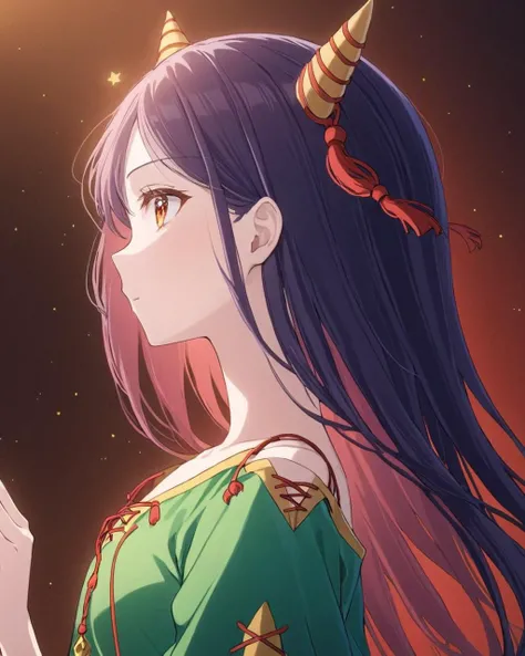 nippaku zanmu,solo, horns, 1girl, collarbone, pale_skin, closed_mouth, profile
<lora:nippaku_zanmu_image235_2023-12-20:1>,star-shaped_pupils,symbol-shaped_pupils,. gorgeous,key visual, vibrant, studio anime,award-winning, professional, highly detailed,high...