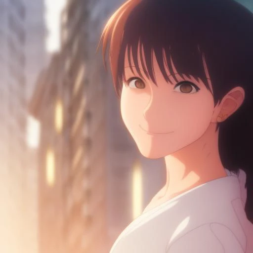 1girl, solo, highly detailed eyes, detailed face, intricate details, brown hair, short hair, double bun, brown eyes, chinese dress, street fighter, looking at viewer, seductive smile, happy, cityscape, soft lighting, ((cartoon)), comic, realistic, portrait...