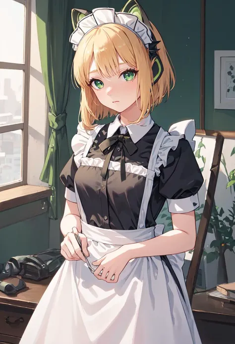 best quality, masterpiece, highres, solo, (midori_bluearchive:1.10), (maid:1.40), (long maid dress:1.15), 23 <lora:midori_bluearchive:0.80>