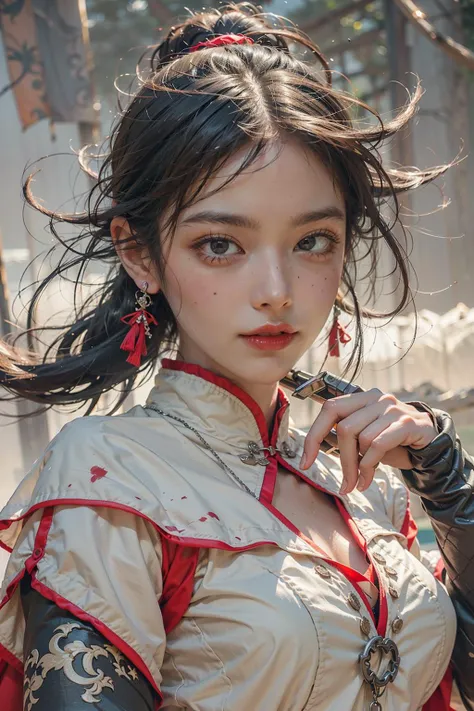 (RAW photo, 4k, realistic, exquisitely detailed skin), masterpiece, best quality, official art, unity 8k wallpaper, ultra detailed,(dark scene,low key,soft lighting:1.3), cinematic look,high saturation,best anatomy,volumetric fog,
a samurai girl, slim body...