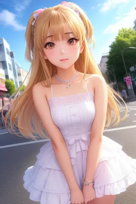 (/RIKA JOUGASAKI/:1.2) <lora:RIKA_JOUGASAKI v2:0.8> , 1girl, solo,  masterpiece, neckline, band, beautiful eyes, Street, day, moody sky, best quality, raw, photo realistic