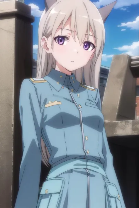 eilailmatarjuutilainen, <lora:eila ilmatar juutilainen anime-lora-nochekaiser:1>,
eila ilmatar juutilainen, long hair, (purple eyes:1.1), blonde hair, animal ears, fox ears, fox girl,
BREAK uniform, military, military uniform,
BREAK outdoors, ship, ocean, ...