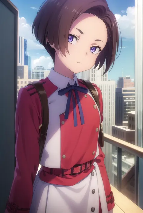 fukiharukawa, <lyco:fukiharukawas1-lyco-nochekaiser:1>, 
fuki harukawa, short hair, forehead, brown hair, (purple eyes:1.1),
bre...