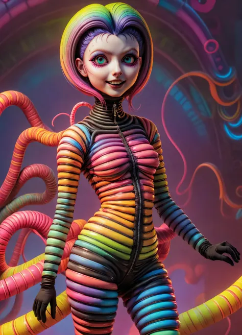 a close up of a person in a body suit with a snake