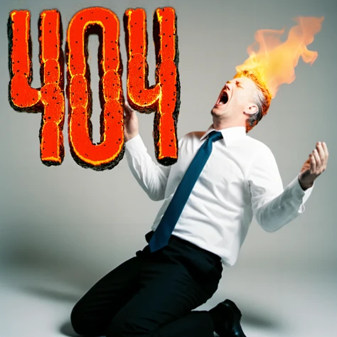 cinematic photo, (mans head on fire:1.3), screaming in pain,white_shirt, blue_tie, kneeling, intricate, white background, shot on Canon EOS 5D, ND filter, fill lighting, in style of David Lynch <lora:add-detail-xl:2.0>