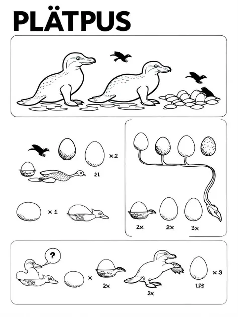 platypus, ducks and eggs <lora:ikea_instructions_xl_v1_5:1>