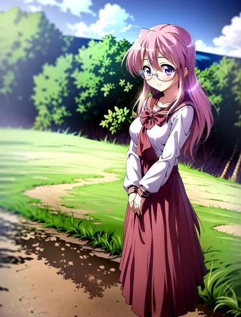 <lora:miyuki-takara:1>miyuki takara, glasses, 1girl, standing outside