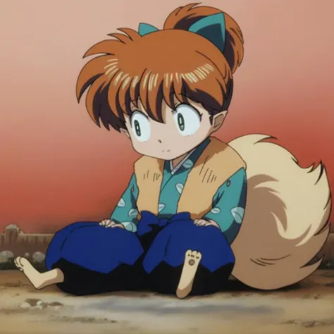 anime image of a girl sitting on the ground with a cat