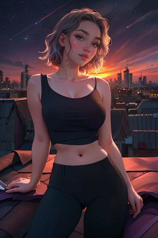 Merger_allaura_sea,
((cityscape:1.2) scene posing on the (rooftops:1.2) at (sunset:1.2) wearing clothes, wearing trousers and a top, (plain top:1.2), (top:1.2), (trousers:1.2), (cityscape:1.2), (night time sunset sky:1.3), (dark:1.1), (evening:1.2), vibran...