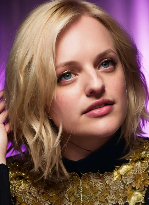 portrait of elisabeth moss, blonde hair, , epic (photo, studio lighting, hard light, sony a7, 50 mm, matte skin, pores, colors, ...