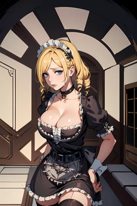 masterpiece,best quality, ultra res, extremely detailed,
1girl, <lora:Solution Epsilon v1_1:0.8>
SOLUTION_EPSILON
blonde hair, thighhighs, drill hair, cleavage, choker, maid, dress, frills, belt,
blue eyes, drooping eyes,
expressionless, bags under eyes, e...