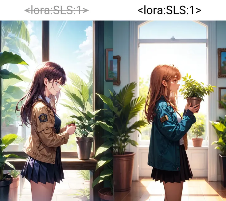 <lora:add_brightness:0.5><lora:add_detail:0.5><lora:add_saturation:0.4>
 1woman, solo focus,  jacket, skirt,
sunroom,potted plant, sky,sunbeam, 
high detail,profile, masterpiece,