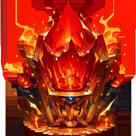 a red fire - like object with flames and a red background