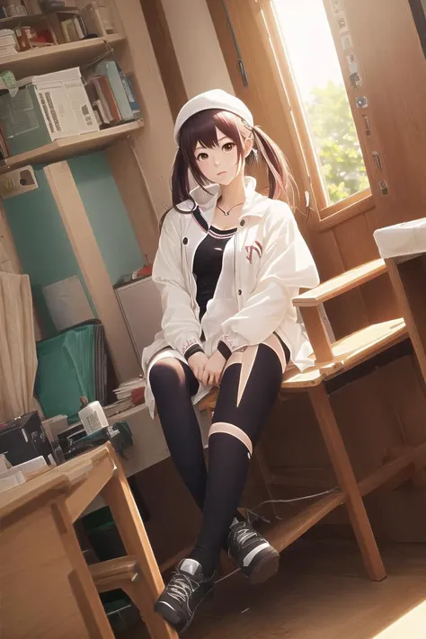 sitting,(one:1.2) girl,anime-style,highly detailed,professional,masterpiece,best quality