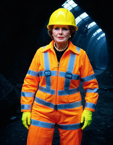 (ral-highvis), margaret thatcher in a coal mine