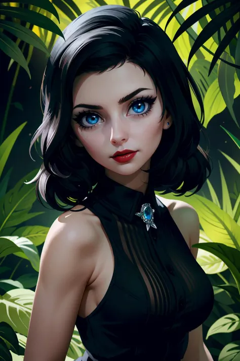 ((ultra detailed, masterpiece, best quality))
<lora:BioshockBurialElizabeth:0.9>
BioshockBurialElizabeth, 1girl, solo, black hair, blue eyes, red lipstick, in lush jungle with flowers