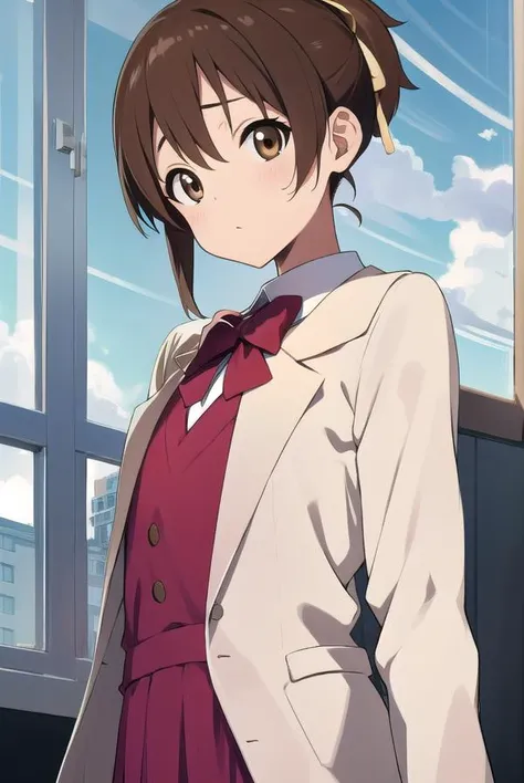 konuihirasawa, <lyco:uihirasawa-LYCORIStest:1>,
ui hirasawa, (brown eyes:1.5), brown hair, ponytail, short hair, (flat chest:1.2),
BREAK sakuragaoka high school uniform, school uniform,
BREAK looking at viewer,
BREAK indoors, classroom,
BREAK <lora:GoodHan...