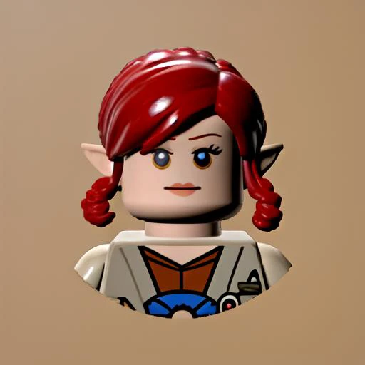 legoavatar, pointy ears, (1girl:0.5), 
makima (chainsaw man), red hair, 
straight-on, upper body, looking at viewer, solo, 
colorful,
  <lora:legoavatar:0.85>, lego, 3d,  simple background,