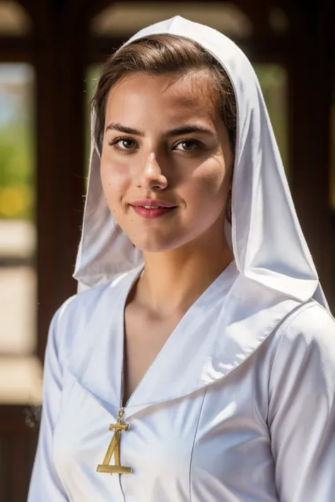 sks woman <lyco:locon_alexandrabotez_v1_from_v1_64_32:1.2>, wearing a nun costume, masterpiece, best quality, RAW photo portrait, 8k uhd, dslr, film grain, Fujifilm XT3