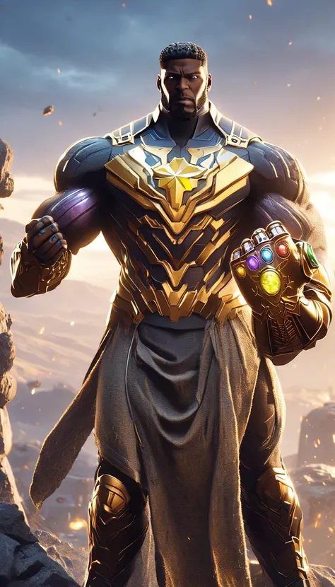 anime Jura Basil Elden, wearing the InfinityGauntlet