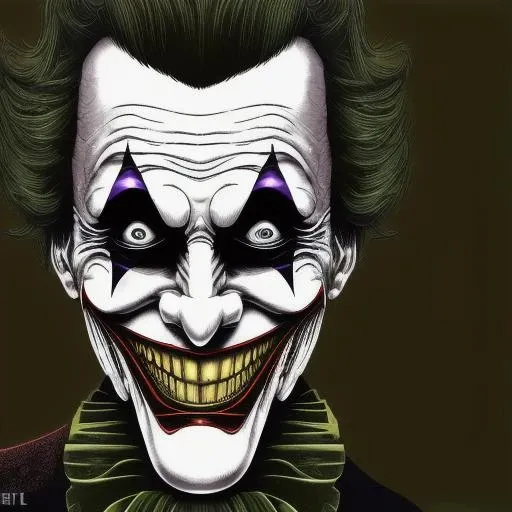happy joker side view,djoker <lora:djoker:1>,portrait