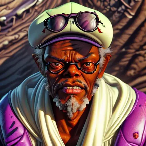 <lora:grossup:1> grossup, a closeup of samuel l jackson, weird face, 3d render, octane engine, cgsociety