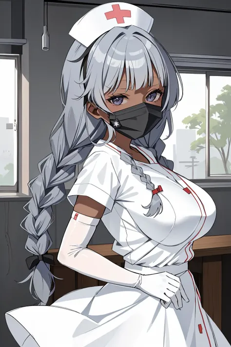 ((masterpiece, best quality, high quality)),1girl,<lora:infirmary_v0.1:0.5> (infirmary),  <lora:0- CL - Classic nurse V2:0.6> (nurse_uniform_big, mask, nurse cap, mouth mask, nurse, surgical mask, elbow gloves), <lora:Fumiko Kubo:0.7> (1girl, 3dcg 04, bang...