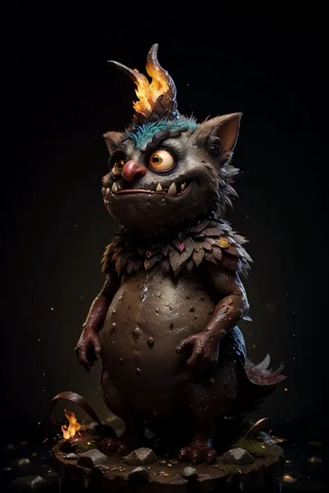 a cartoon character of a cat with a fire on its head