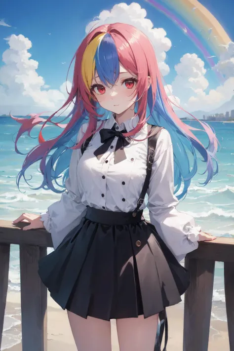 (masterpiece:1.2),best quality,extremely detailed,
BREAK
1girl,solo,shiny skin,medium breasts,very long hair,
detailed eyes,perfect anatomy,
cute eyes,(red eyes:1.3),(rainbow hair:1.4),
BREAK
white shirt,black skirt,
BREAK
ice cream,rainbow,candy,city,
BRE...