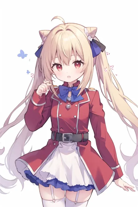 anime girl with long hair and a red coat holding a toothbrush