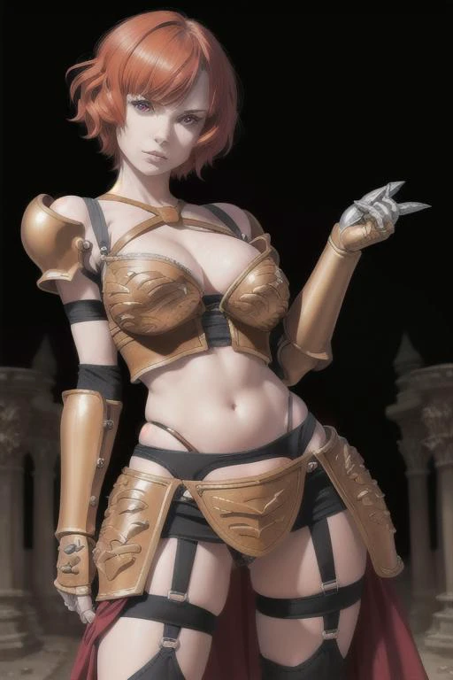 <lora:clementineOverlord_v10:0.5> 	
CLEMENTINE (OVERLORD)
ARMOR
GARTER BELT
GAUNTLETS
fighting
daggers, proportional eyes, (realistic:1.5), extremely detailed, hyper detailed, soft lighting, detailed background, extreme detail background, sharp details, be...